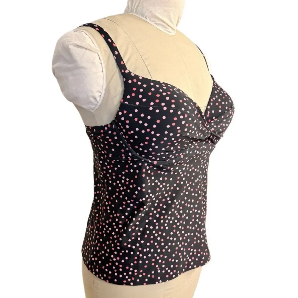 Maidenform Swim Ladies Polka Dot Tankini Bathing Suit Top 36D
